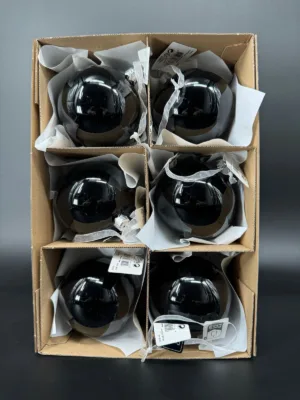 Boule de Noël : noir brillant en verre - 8 cm