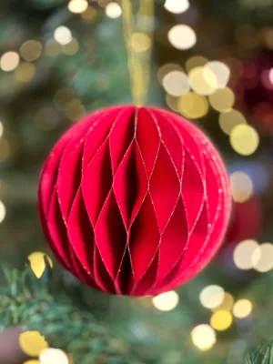 Boule de Noël : origami rouge - 20cm