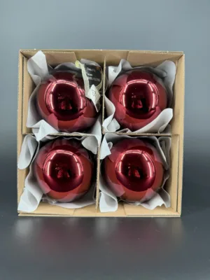 Boule de Noël : bordeaux brillant en verre - 10 cm