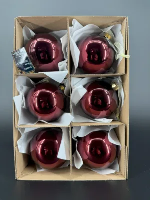 Boule de Noël : bordeaux brillant en verre - 8 cm