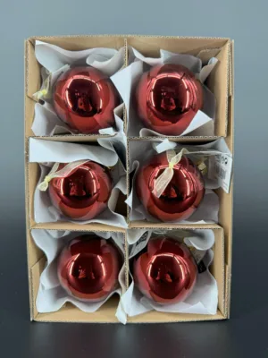 Boule de Noël : bordeaux brillant en verre - 6 cm
