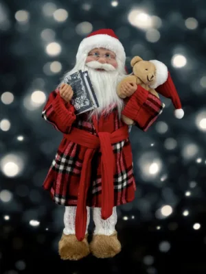 Jouet de Noël : Père Noël en pyjama - 45 cm
