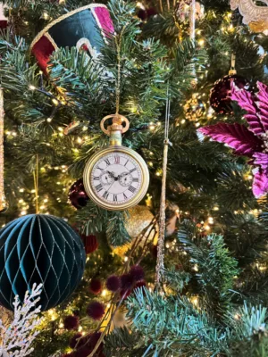 Ornement de Noël : Horloge vintage en verre - 11,6 cm
