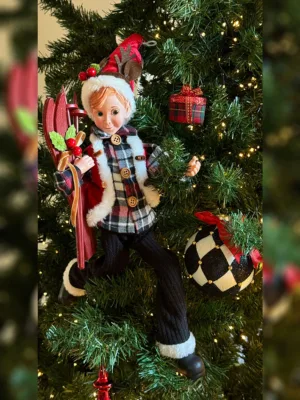Jouet de Noël : ornement suspendu d'elfe - 46 cm