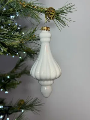 Ornement de Noël : Pendentif en verre, blanc crème - 15 cm