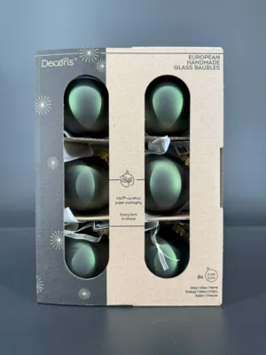 Boule de Noël : vert mat en verre - 6 cm