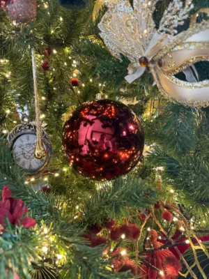 Boule de Noël : bordeaux brillant - 20 cm