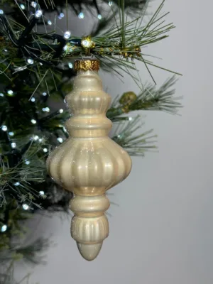 Ornement de Noël : Pendentif en verre, crème - 15 cm