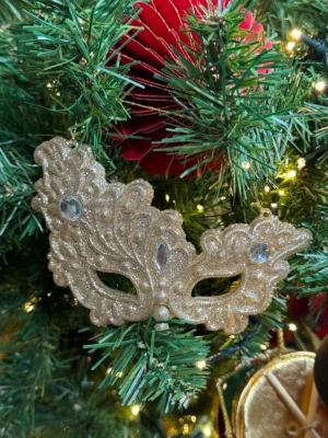 Ornement de Noël : Masque doré - 12cm