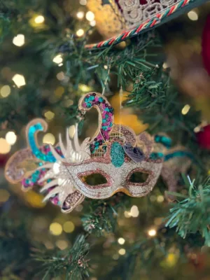 Ornement de Noël : Masque multicolore - 16cm