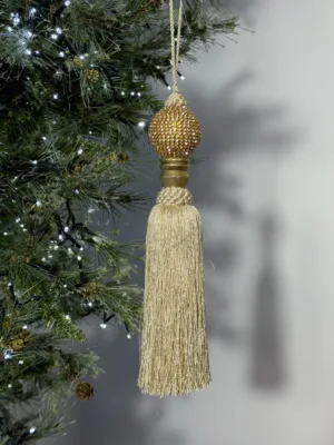 Ornement de Noël : gland de sapin, doré - 25 cm