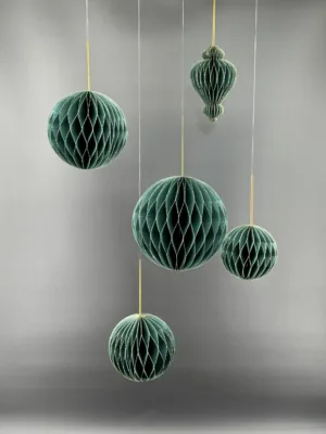 Boule de Noël : origami vert foncé - 10 cm