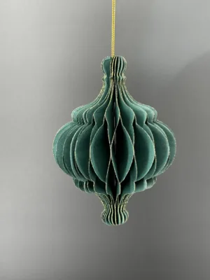 Boule de Noël : origami en forme de toupie , vert foncé, H-15 cm, D-10,5 cm