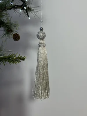 Ornement de Noël : gland de sapin - 20 cm, argenté