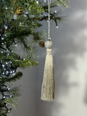 Ornement de Noël : gland de sapin - 20 cm, argenté