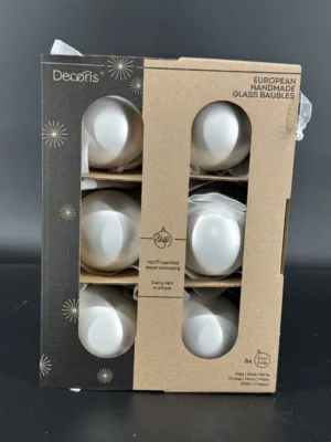 Boule de Noël : en verre mat Blanc hiver, D-6 cm