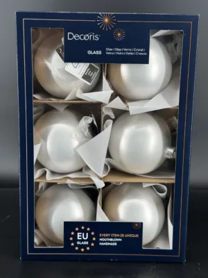 Boule de Noël : en verre mat Blanc hiver, D- 8 cm
