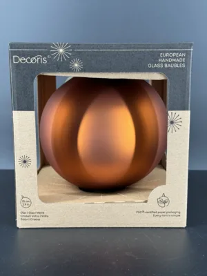 Boule de Noël : Couleur citrouille, mat en verre  - 15 cm