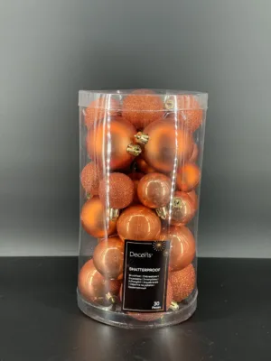 Boule de Noël : mix, couleur citrouille, D-6 cm
