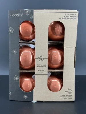 Boule de Noël : couleur citrouille  en verre  - 6 cm