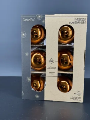 Boule de Noël : couleur citrouille / cidre chaud  en verre  - 6 cm