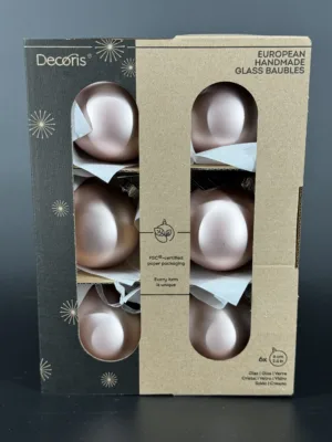 Boule de Noël : Rose poudré mat en verre  - 6 cm