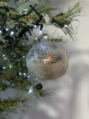 Boule de Noël : en verre Blanc hiver, D-8 cm