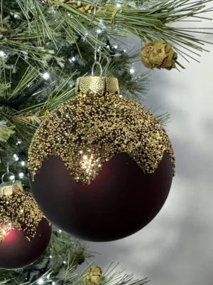 Boule de Noël : Boule, verre, 8 cm, couleur "Ruby Nights", mat