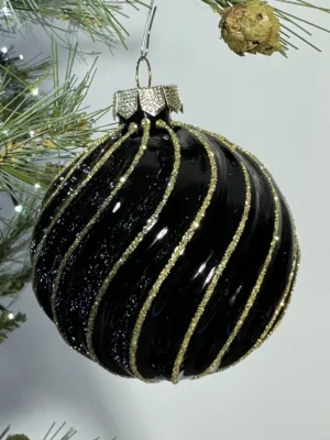 Boule de Noël : Boule, verre, 8 cm, noir ébène
