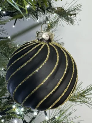 Boule de Noël : Boule, verre, 8 cm, noir ébène mat