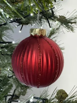 Boule de Noël : Boule, verre, 8 cm, rouge mat