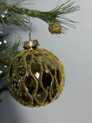 Boule de Noël : Boule, verre, 8 cm, doré brillant