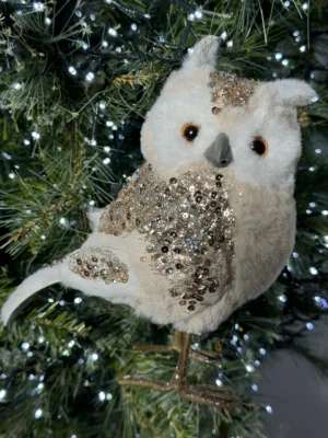 Jouet de Noël : Chouette en tissu marron - 23 cm