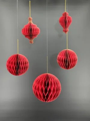 Boule de Noël : origami rouge - 15 cm