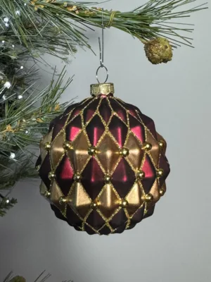 Boule de Noël : Boule, verre, 8 cm, Pourpre lisse