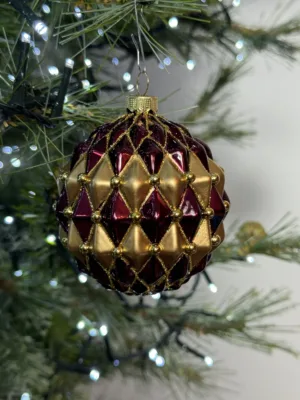 Boule de Noël : Boule, verre, 8 cm, Pourpre lisse brillant