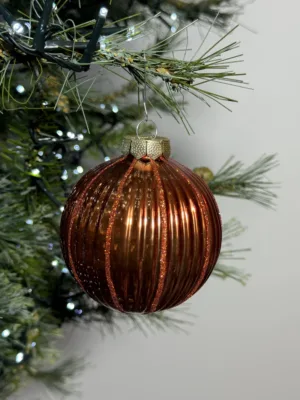 Boule de Noël : couleur terracotta chaud, en verre  - 8 cm