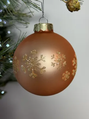 Boule de Noël : couleur melon doux mat  en verre  - 8 cm