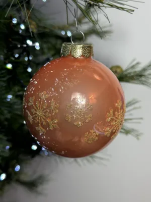 Boule de Noël : couleur melon doux  en verre  - 8 cm