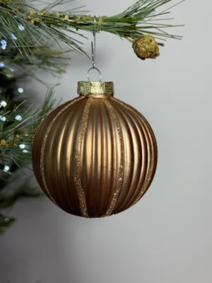 Boule de Noël : couleur Sésame doré,  en verre  - 8 cm