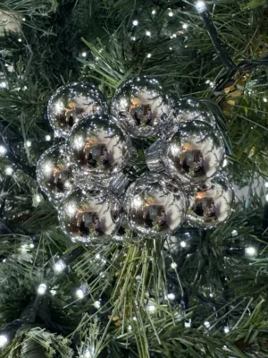 Boule florale : en verre Argent givré 2 cm * 12 pieces