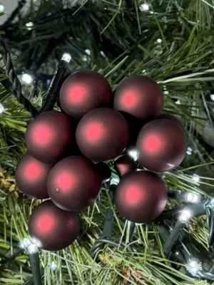 Boule florale : en verre bordeaux mat, 2 cm * 12 pieces