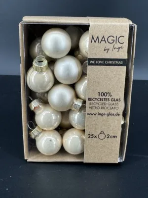 Boule de Noël : Balle en verre, 2 cm, 25 pièces en champagne par boîte