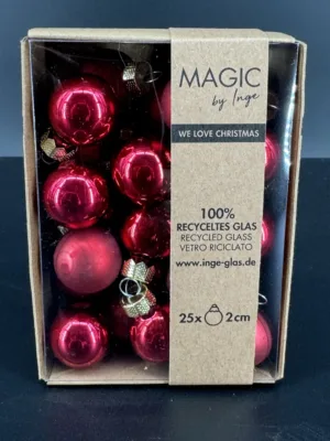 Boule de Noël : Balle en verre, 2 cm, 25 pièces en rouge par boîte