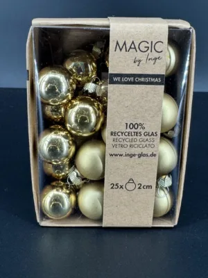 Boule de Noël : Balle en verre, 2 cm, 25 pièces en or par boîte