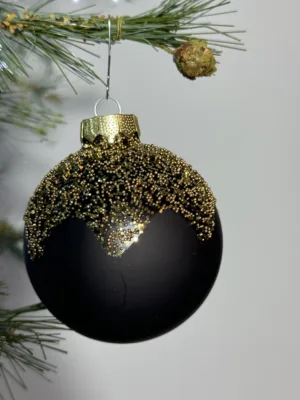 Boule de Noël : en verre, 8 cm, Noir mat ébène