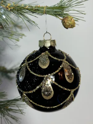 Boule de Noël : en verre, 8 cm, Noir ébène