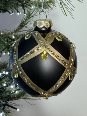 Boule de Noël : en verre, 8 cm, Noir mat ébène