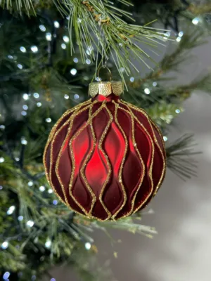 Boule de Noël : en verre, 8 cm, Rouge joyeux mat