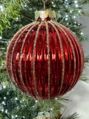Boule de Noël : en verre, 8 cm, Rouge joyeux